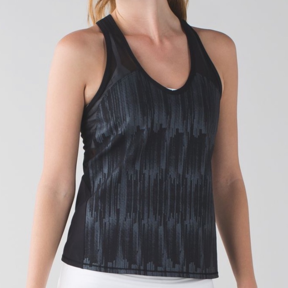 Lululemon Black & Grey Ace Mesh Tank
